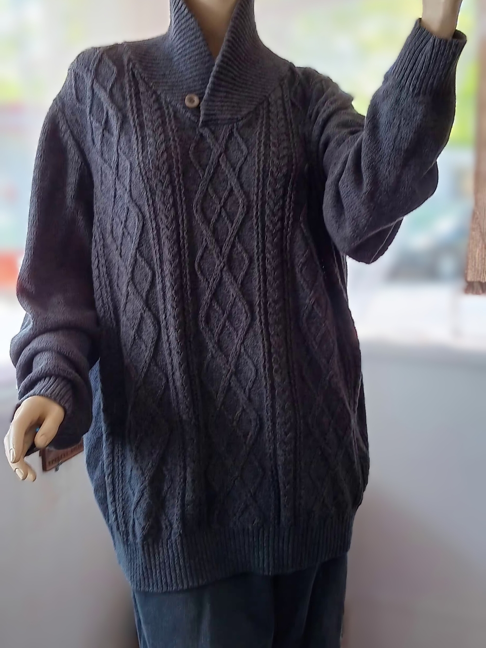 Northwest Territory Women's Cable Knit Shawl Collar Sweater - Charcoal XL
